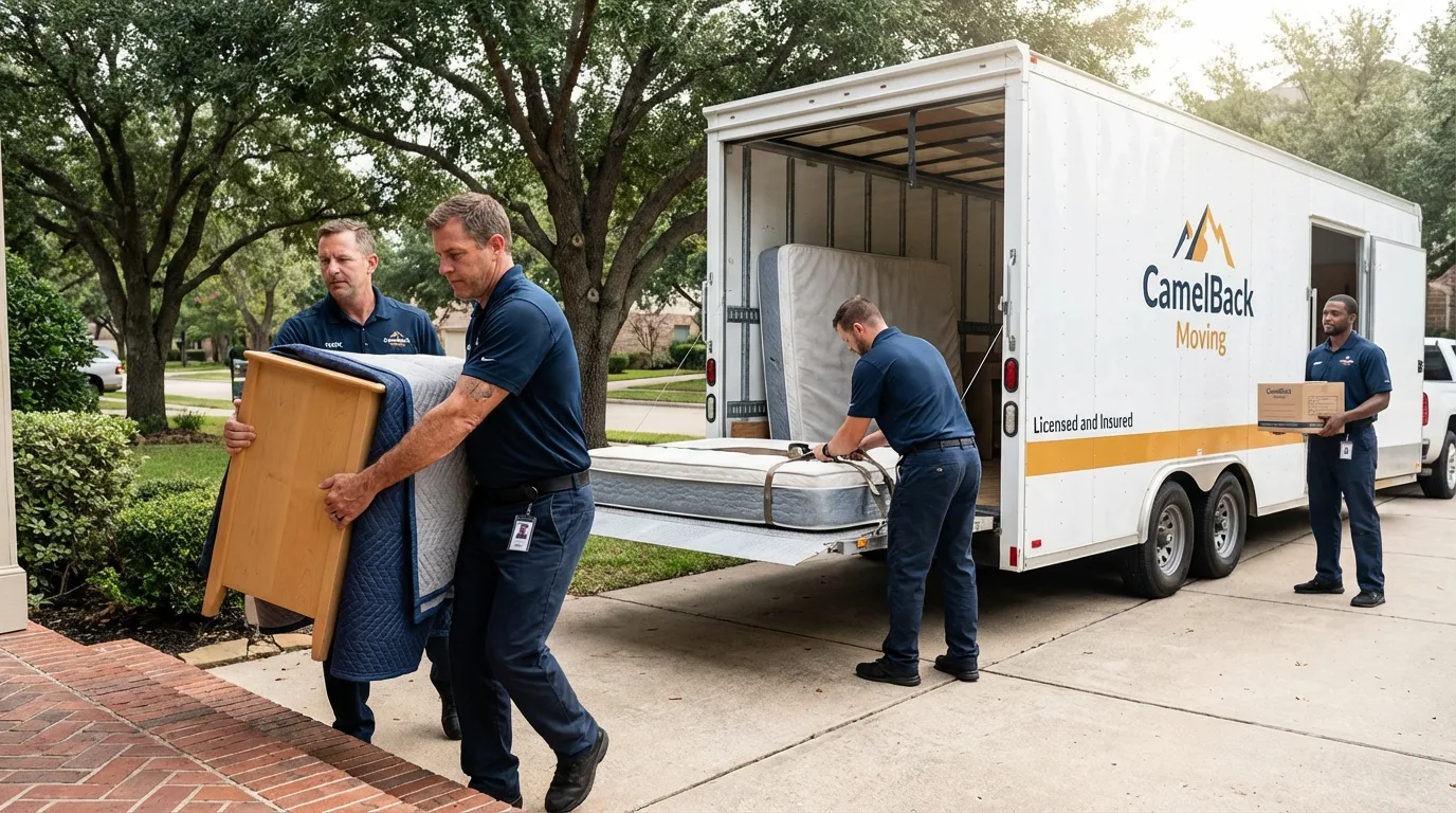 Crew loading residential truck for cross-state move from Sandston, VA
