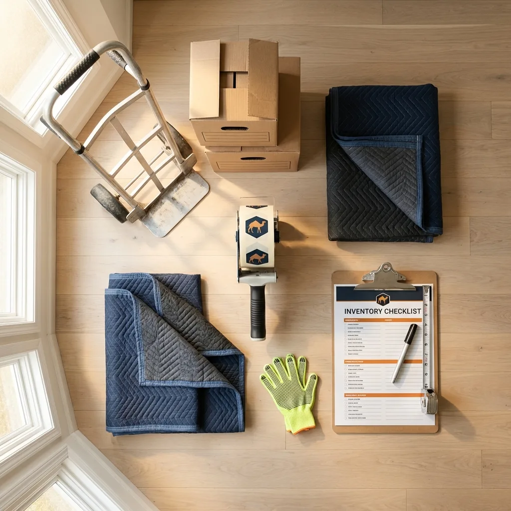 Professional moving supplies and packing materials layout for Sandston residential relocations